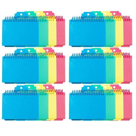 C-LINE PRODUCTS Spiral Bound Index Card Notebook with Index Tabs, Tropic Colors, 6PK 48750